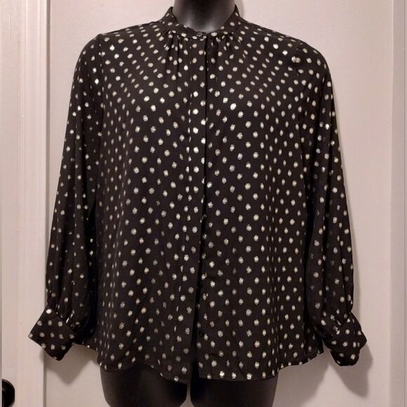 Worthington Black & Gold Long Sleeve Blouse - Picture 8 of 9